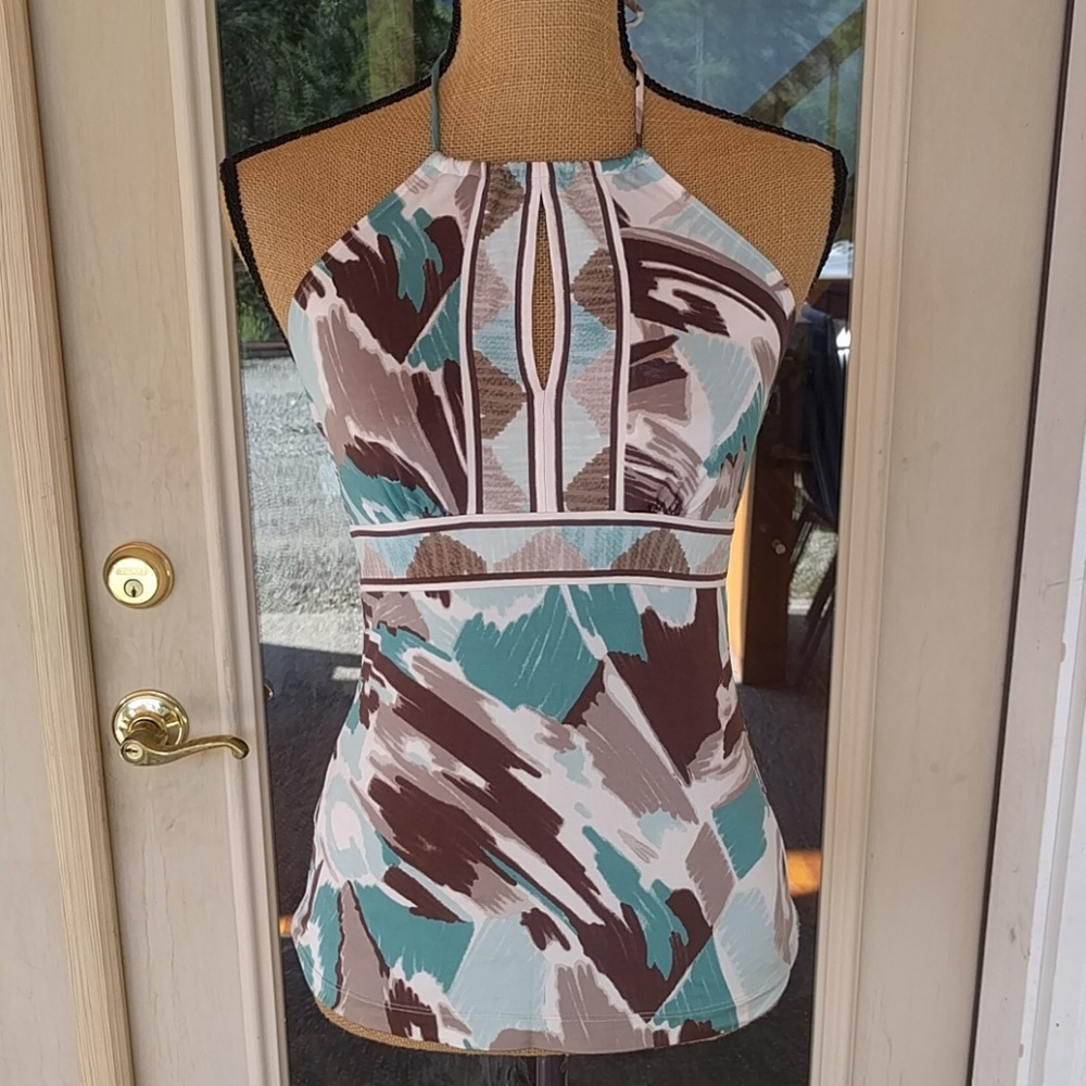 BCBGMaxAzria Keyhole Tie Halter Top Sz S - Picture 1 of 7